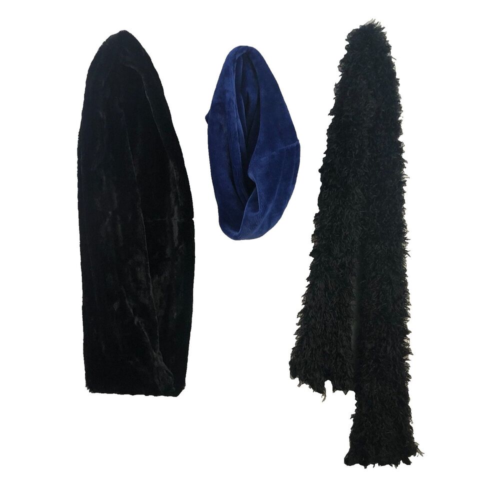 Lot 3 Winter Scarves Womens Warm Infinity Scarf Short Blue Long Black West Loop